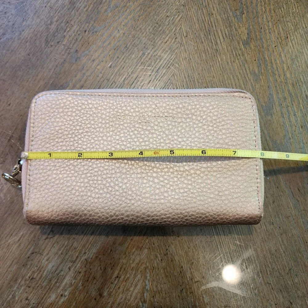 Adrienne Vittadini Women's Pebbled Gold Zip Around Clutch‎ 12 Slot Wallet